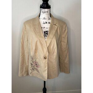 Vintage Beige Embroidered Pantsuit Capri Set Sash Apt 9